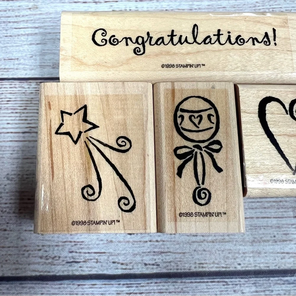 Stampin Up Vintage Special Day Limited Edition 1998 Wood Rubber Stamps Baby